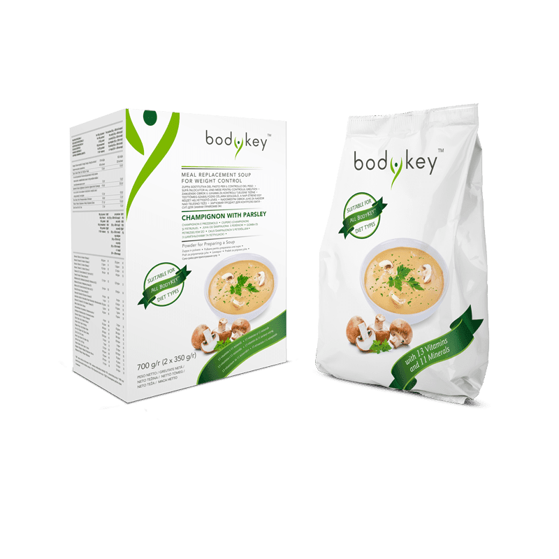 Supă pentru înlocuirea mesei cu ciuperci (Champignon) și pătrunjel bodykey by NUTRILITE™